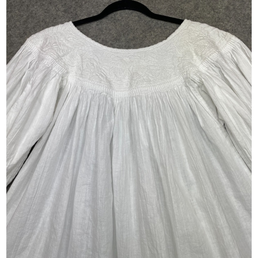 Vintage Embroidered Mexican Top Womens S M White Peasant Boho Oaxacan Huipil - Picture 7 of 16